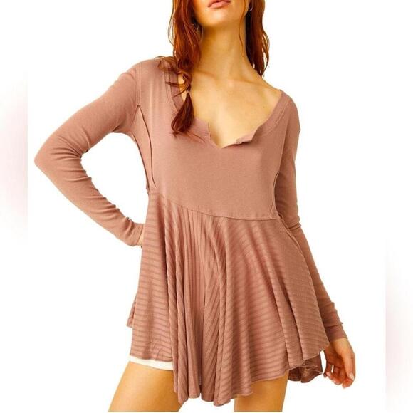 Free People Tops - Free People We The Free Clover Split Neck Babydoll Tunic